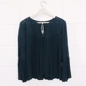 Peasant Top w/ Lace Trim